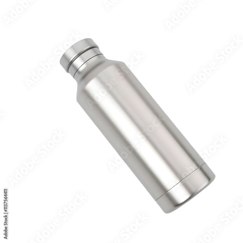 A sleek stainless steel water bottle with a matte finish, placed on a clean white background