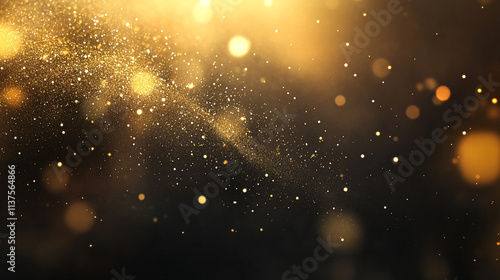 shiny particles and stars shining, Golden Glitter Background for Design.