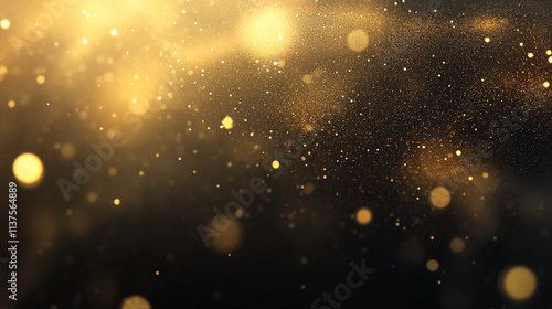 shiny particles and stars shining, Golden Glitter Background for Design.