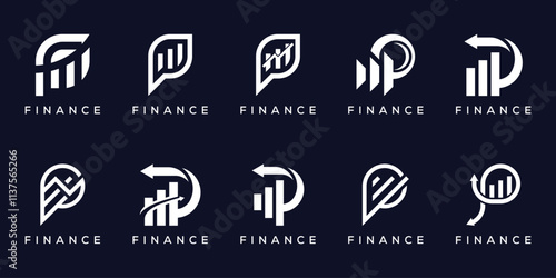 collection of letter P diagram financial finance accounting logo design