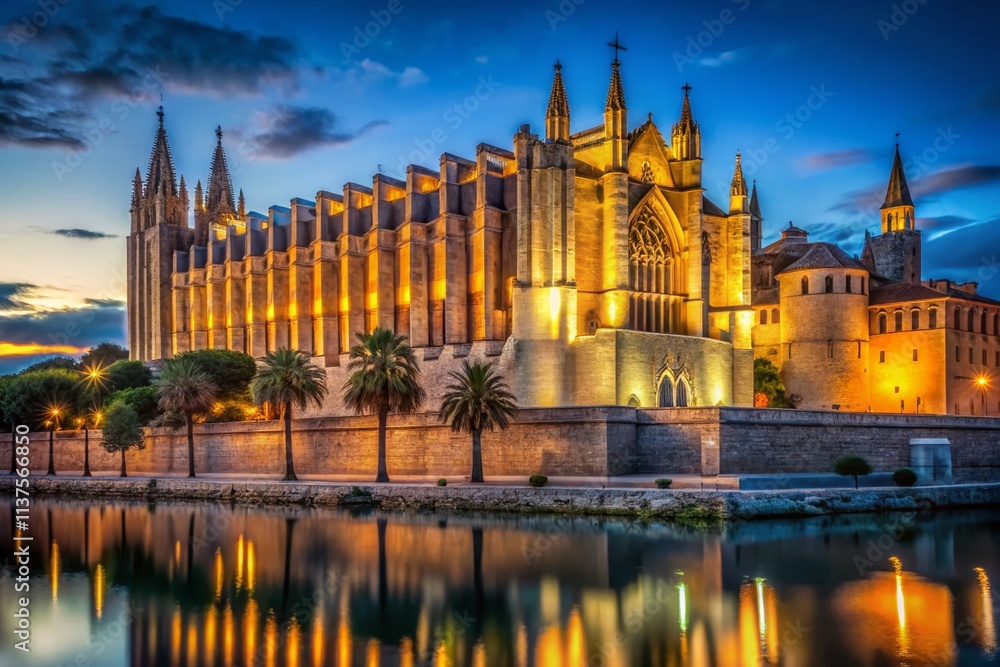 Obraz premium Mallorca Monument Night Photography: Low Light Shots of Island Landmarks