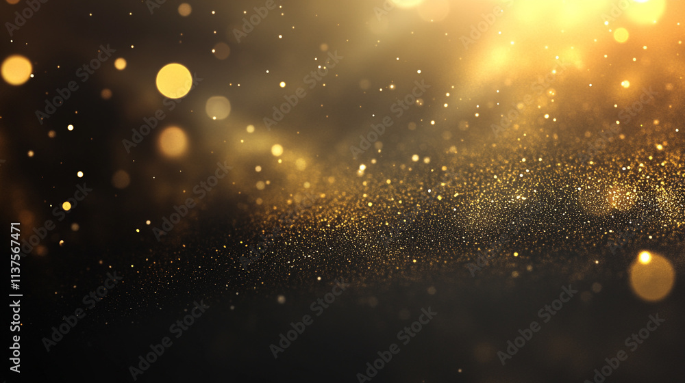 Obraz premium Defocused particles creating a sparkling bokeh effect, Bokeh effect golden lights black background Sparkling magic stars Abstract Glittering. 
