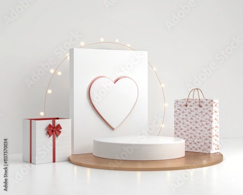 Product model display shelf in the theme of Valentine's Day