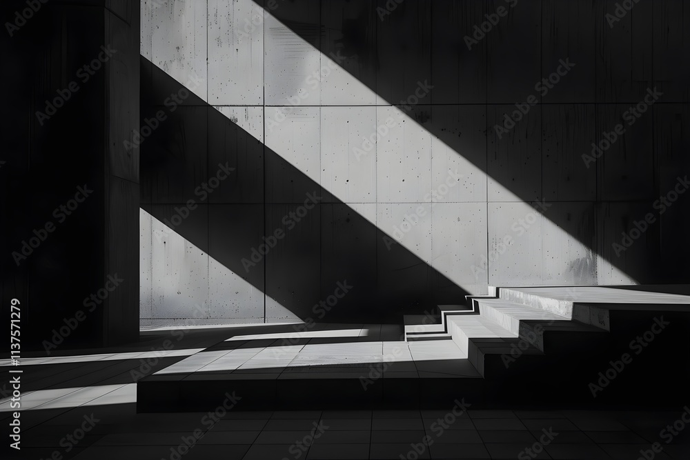 Fototapeta premium Concrete Architecture: Light and Shadow on Steps