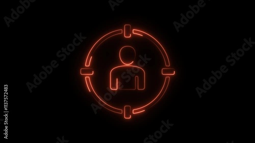 Wallpaper Mural Neon Glowing Target Icon with Human Silhouette, Digital User Focus, Precision Analytics, and Identification Concept Animation Torontodigital.ca