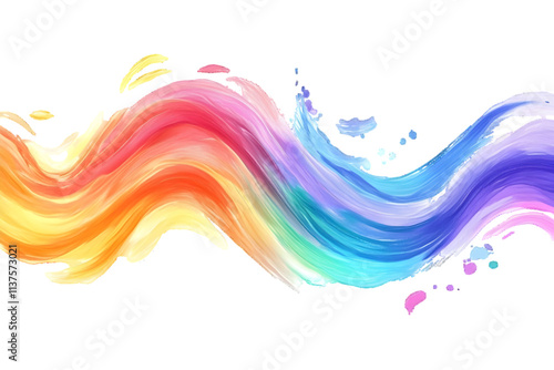 Rainbow wave or Colorful paint splash isolated design on the white or transparent background