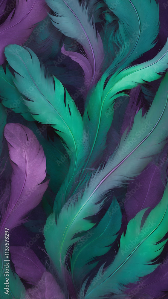 Fototapeta premium Abstract Smoky Background with green, purple Blending in Layers and Soft Gradient Transitions