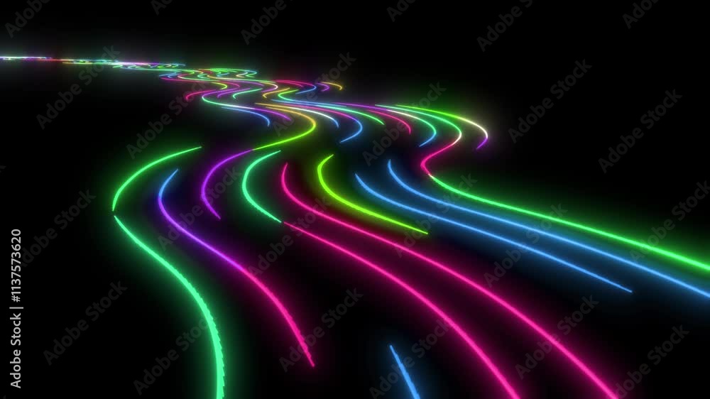 Futuristic neon curve road track able to loop endless 4k Futuristic neon curve road track able to loop endless 4k