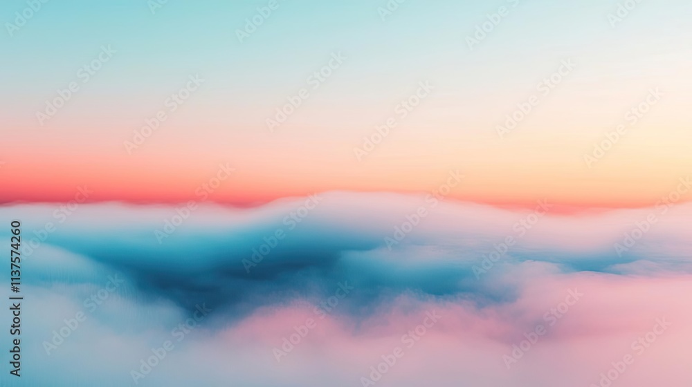 Mysterious fog concept. A serene pastel sky above soft, layered clouds at dawn, evoking tranquility and peace. Mysterious fog concept. A serene pastel sky above soft, layered clouds at dawn, evoking tranquility and peace.