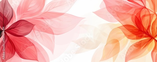 A soft, abstract floral design featuring delicate petals in shades of pink and orange, blending seamlessly against a white background.