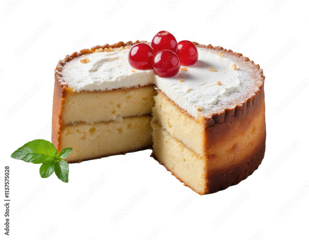 Ricotta Cake Isolated on Transparent Background. Perfect for Italian dessert concepts. Ricotta Cake Isolated on Transparent Background. Perfect for Italian dessert concepts.
