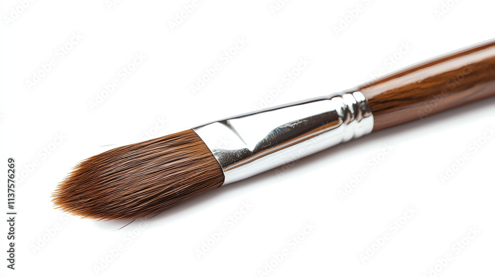 Paint brush with brown natural bristles isolated on white background Paint brush with brown natural bristles isolated on white background