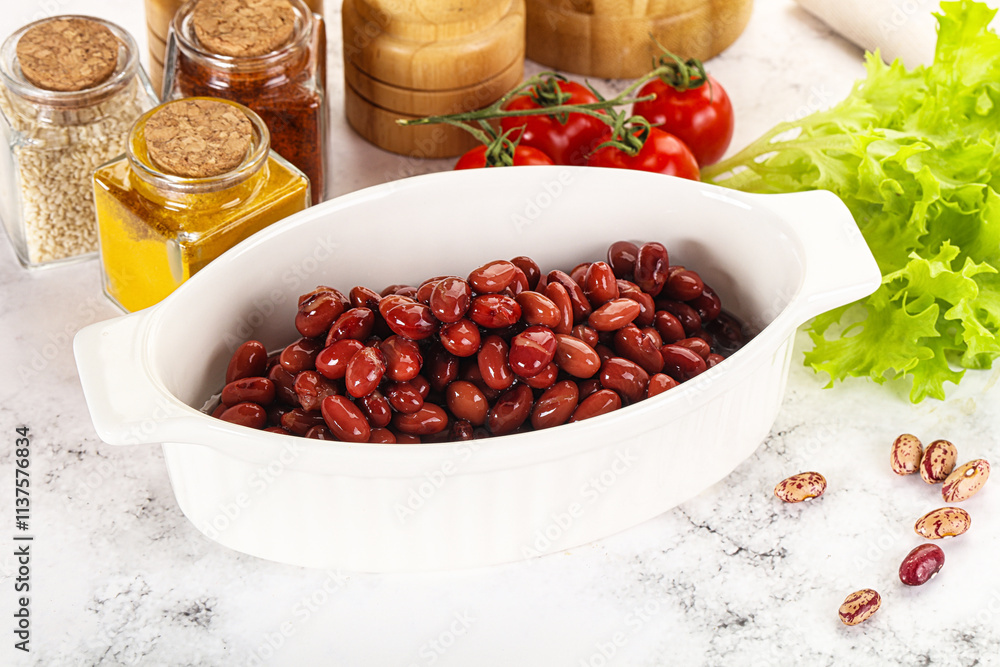 Canned red beans in the bowl Canned red beans in the bowl