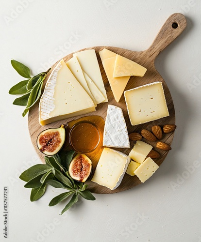 Captivating Aerial View of Assorted Cheese Wedges and Cubes for Gourmet Presentation