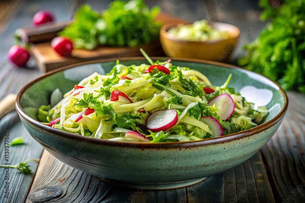 Minimalist Green Cabbage Salad Bowl - Fresh Vegetarian Recipe Photography Minimalist Green Cabbage Salad Bowl - Fresh Vegetarian Recipe Photography