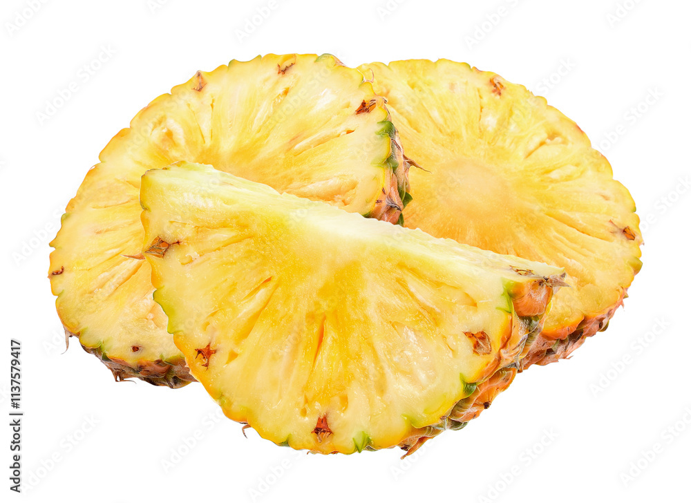 Slice pineapple isolated on white with clipping path Slice pineapple isolated on white with clipping path