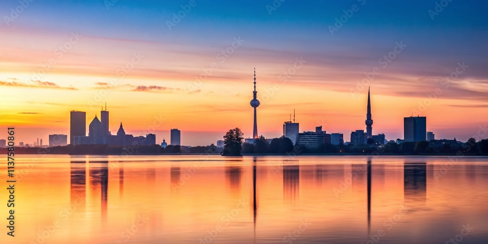 Minimalist Photography of Salzgitter Skyline at Sunset, Showcasing Modern Architecture and Tranquil Atmosphere with Soft Colors and Clean Lines for Stock Image Collection Minimalist Photography of Salzgitter Skyline at Sunset, Showcasing Modern Architecture and Tranquil Atmosphere with Soft Colors and Clean Lines for Stock Image Collection