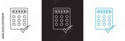 Pin code check mark icon. Vector illustration. isolated on white and black background. EPS 10