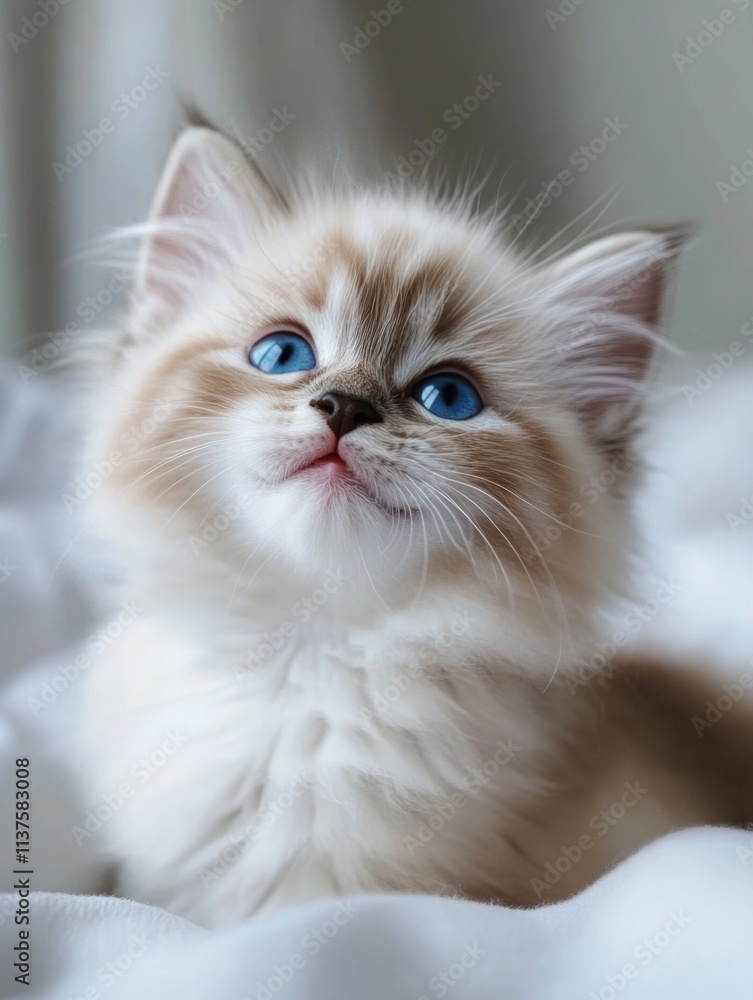 Kitten sitting on bed Kitten sitting on bed