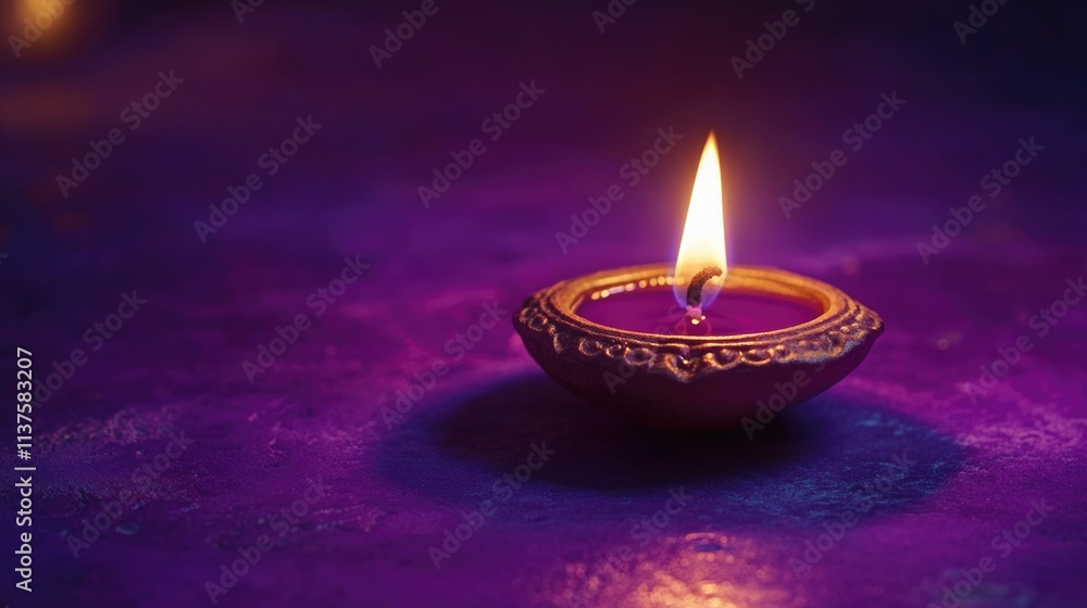 Vibrant Purple Candlelight on Dusty Surface Vibrant Purple Candlelight on Dusty Surface