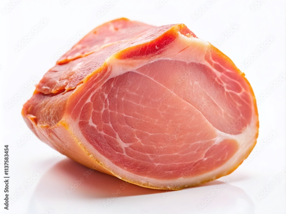 Minimalist White Background Ham Slice Photography - Delicious Food Image