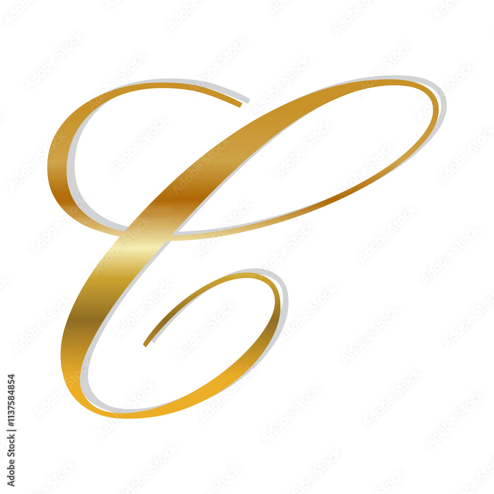 Obraz premium Golden letter C on a white background