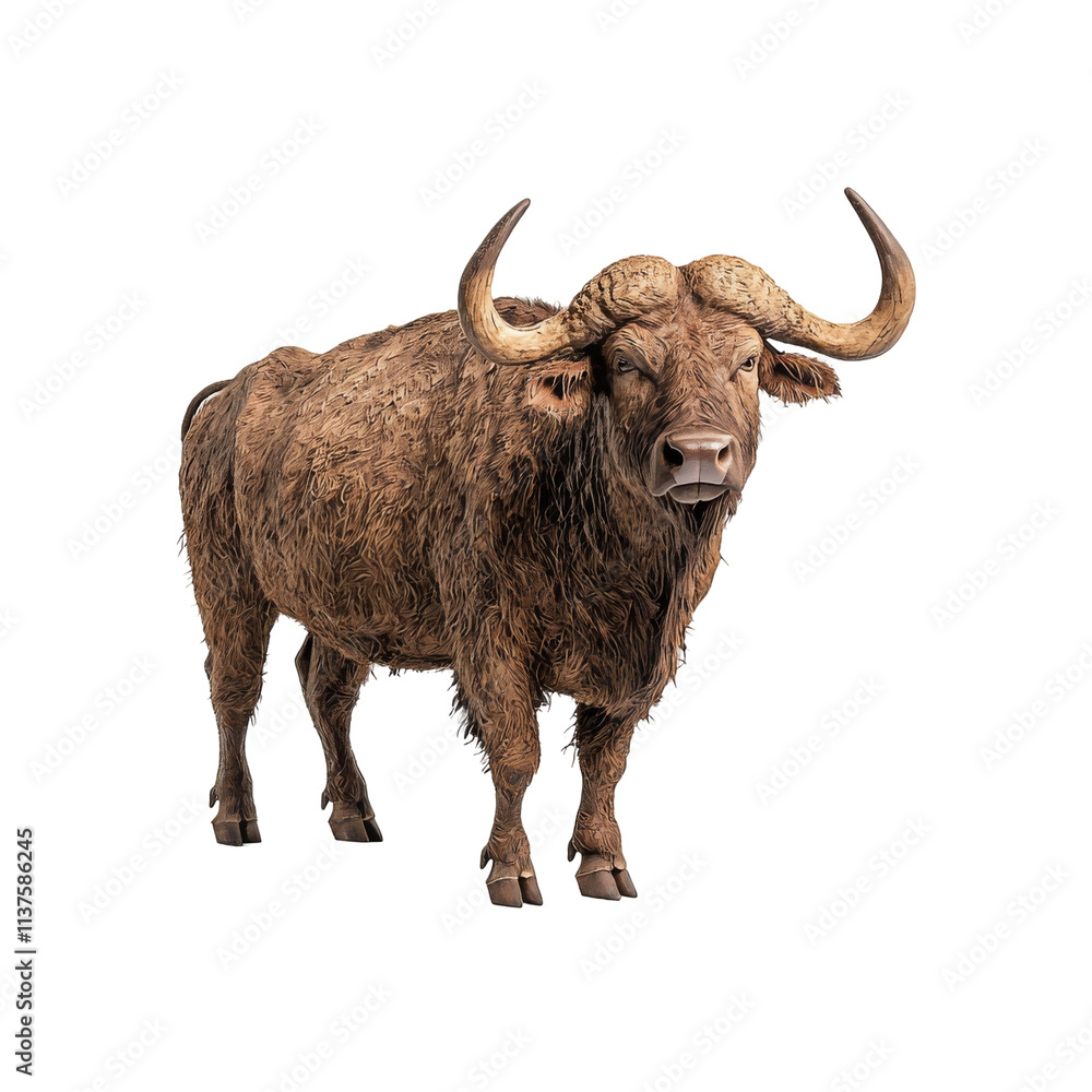 Majestic water buffalo grazing in a serene farm setting nature scene Majestic water buffalo grazing in a serene farm setting nature scene