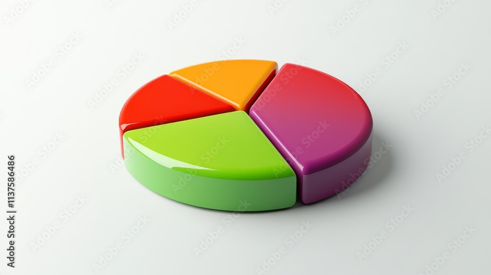 Obraz premium Colorful pie chart with glossy finish on a clean surface