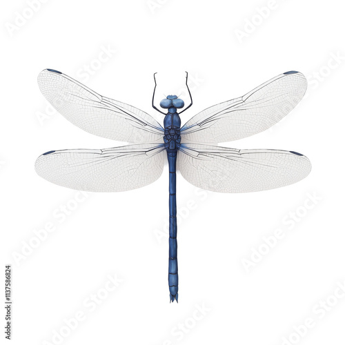 Detailed dragonfly close-up in a tranquil nature scene macro photography