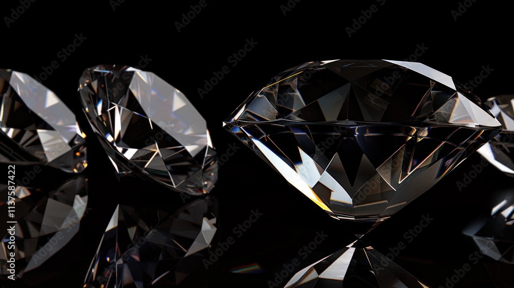 Sparkling Diamonds on Black Background Sparkling Diamonds on Black Background