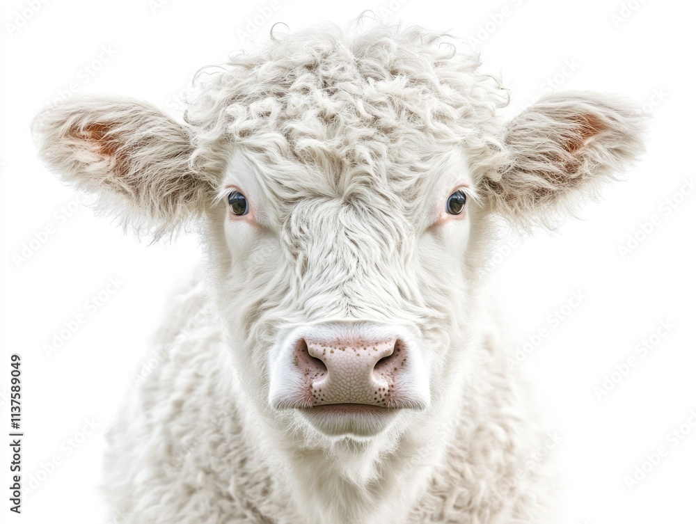 Fluffy White Lamb Staring into the Camera. Fluffy White Lamb Staring into the Camera.