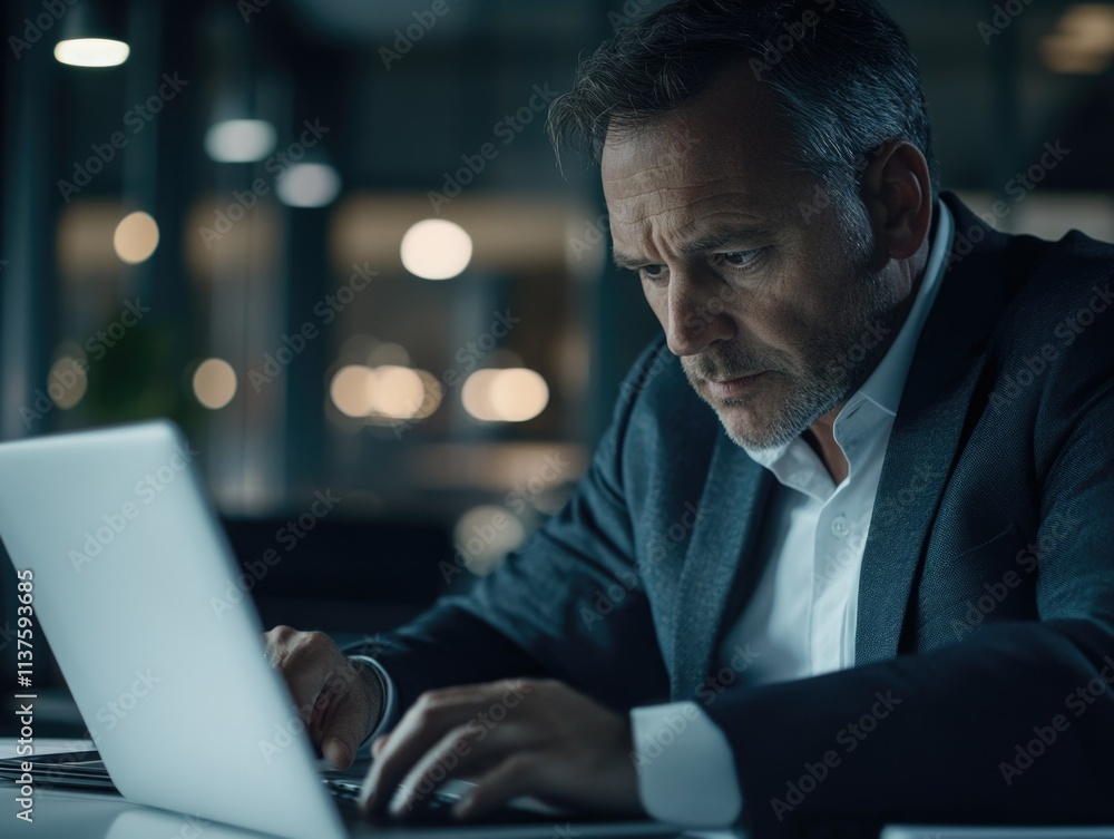 Busy Executive Working at a Table Busy Executive Working at a Table