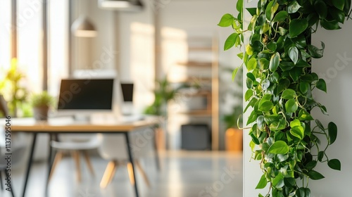 minimal green eco-friendly sustainable office space