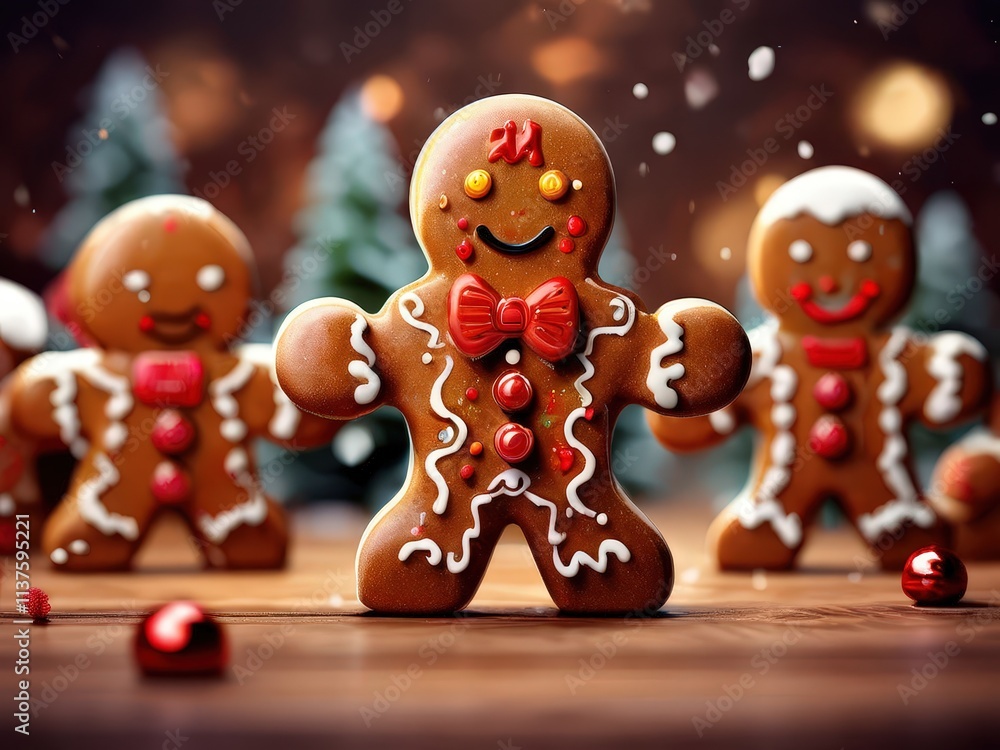the AI Image Generator, Festive Gingerbread Man Cookie Decorated the AI Image Generator, Festive Gingerbread Man Cookie Decorated
