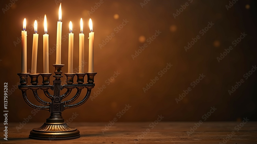 hanukkah menorah with candles with space for text hanukkah menorah with candles with space for text