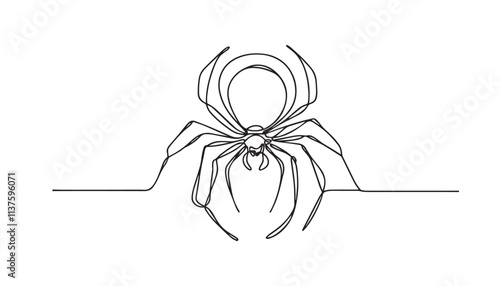 Single Line Drawing of a Mid-Century Modern spider with Editable Stroke and Copy Space