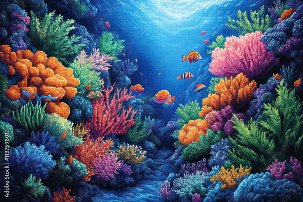Coral Reef Ecosystem Thrives with Fish, Ocean, Underwater Marine Life Beautifully Coral Reef Ecosystem Thrives with Fish, Ocean, Underwater Marine Life Beautifully