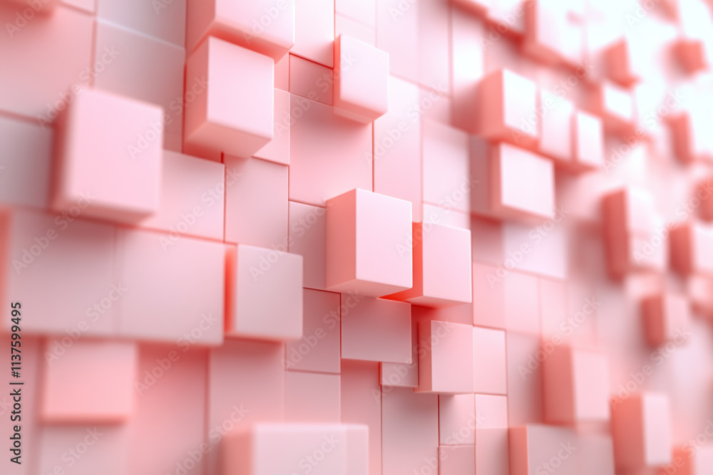 Naklejka premium Pink Cubes Form Abstract Pattern Background Seamlessly