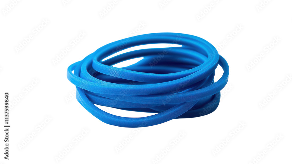 Bright Blue Rubber Band Coiled Neatly - Perfect for Office Organization, Craft Projects, and DIY Activities. Bright Blue Rubber Band Coiled Neatly - Perfect for Office Organization, Craft Projects, and DIY Activities.