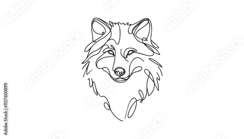 Single Line Drawing of a Mid-Century Modern wolf with Editable Stroke and Copy Space