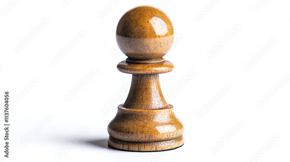 Wooden chess pawn piece isolated on white background Wooden chess pawn piece isolated on white background