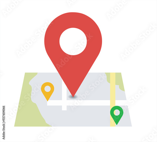 Free Download maps with pin. Icons with folded city map and red direction pointer. GPS navigation, route movement and location search. Realistic 2D vector illustration collection isolated on background - GFXLoad