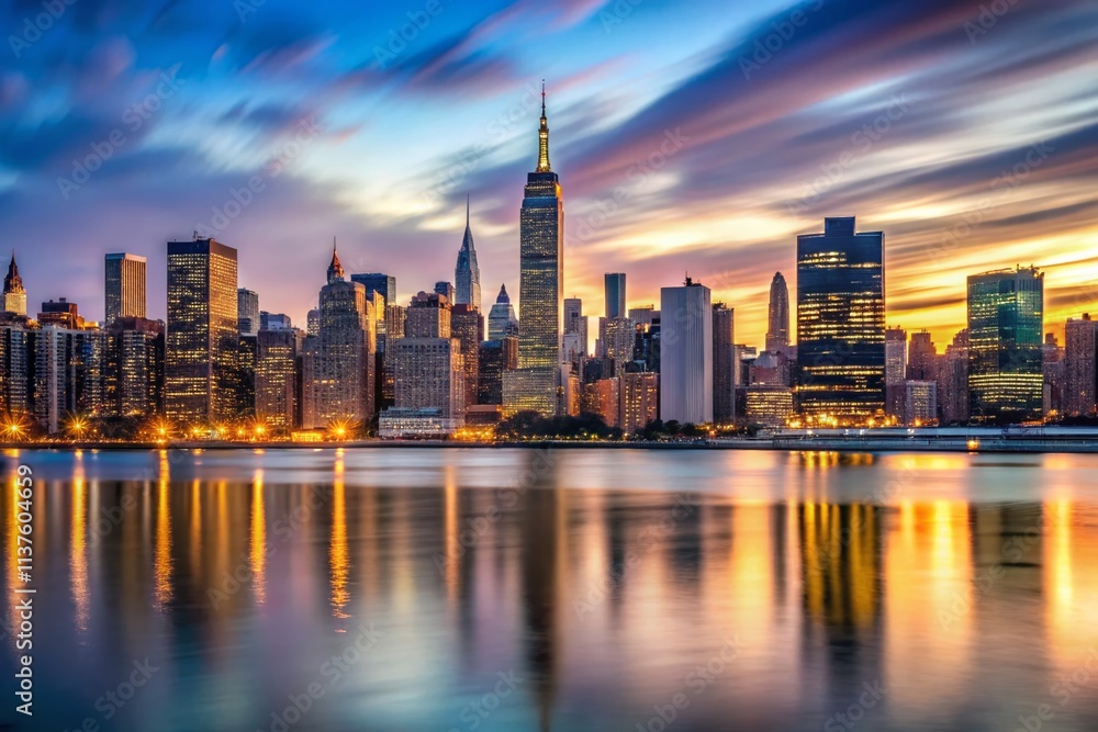 Fototapeta premium NYC Skyline Timelapse: Midtown Manhattan & Upper East Side Hyperlapse - Minimalist Cityscape Photography