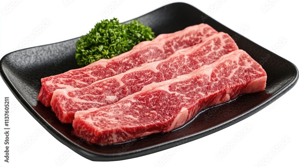 Raw Meat on Black Plate Raw Meat on Black Plate