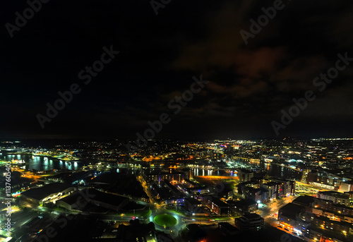 Wallpaper Mural An aerial photo of the Wet Dock in Ipswich, Suffolk, UK at night Torontodigital.ca
