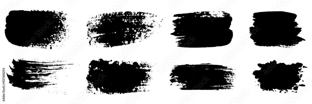 Collection of vector paint brush stroke, ink splatter, grunge line and artistic design elements. set of paint stroke
