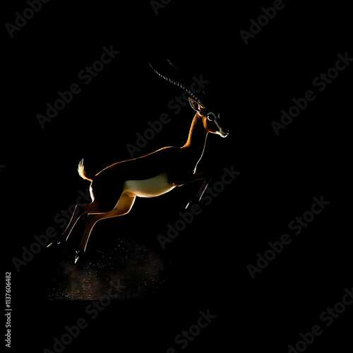 Graceful Leaping Gazelle Silhouette Vector Illustration photo