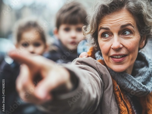 Woman Pointing Directly at Camera photo