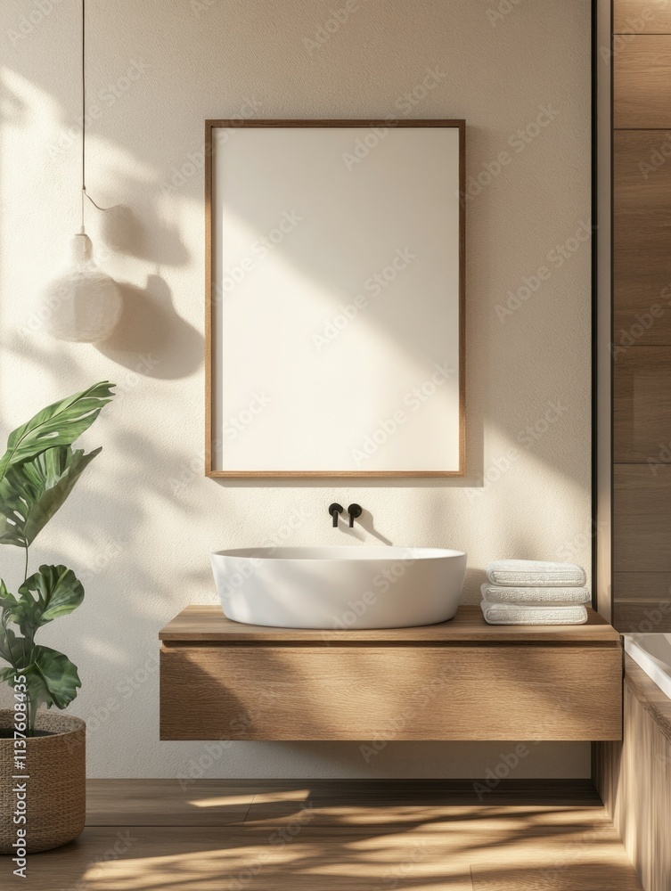 Fototapeta premium Contemporary Bathroom with Minimalist Aesthetic