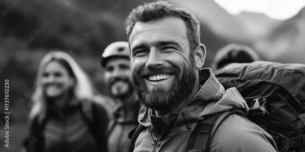 Fototapeta premium Explorer Hiker Smiling Outdoors